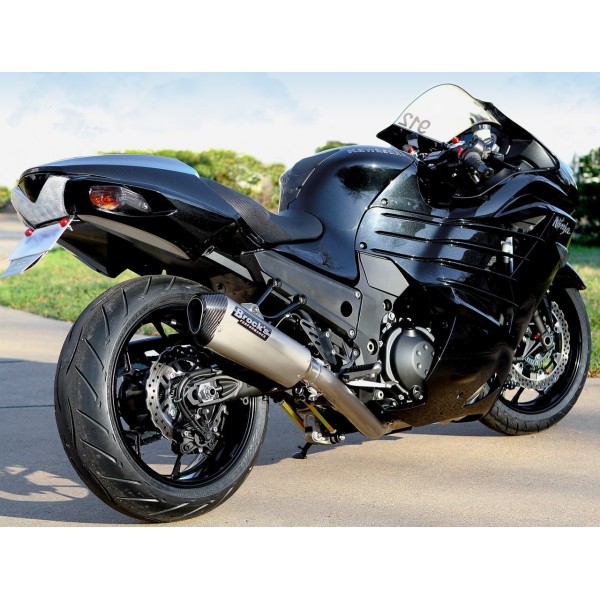 Brocks CT Single Full Exhaust System W/ 16" Muffler For Kawasaki Ninja ZX-14R 2006-2020 Part # 391613