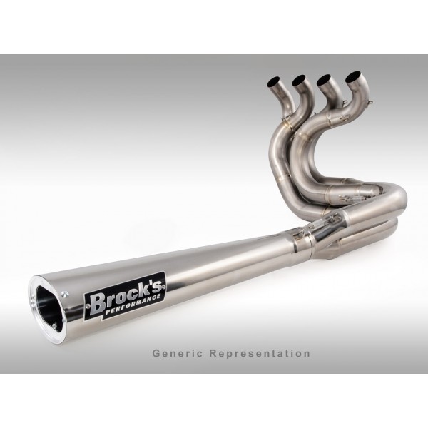 Brocks Tiwinder Polished Full Exhaust System W/ 18" Muffler Race Baffle For Suzuki Hayabusa 2021 Part # 390365