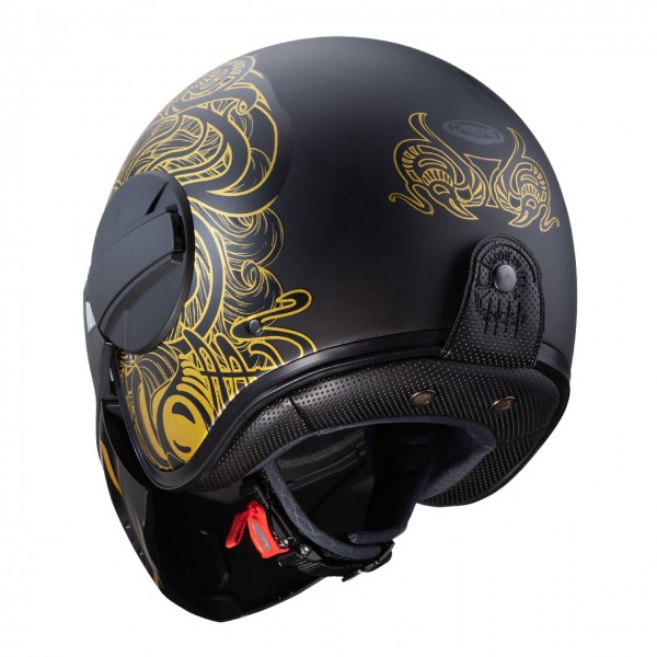 Caberg Ghost Fibre Glass Maori Matt Black Gold Helmet