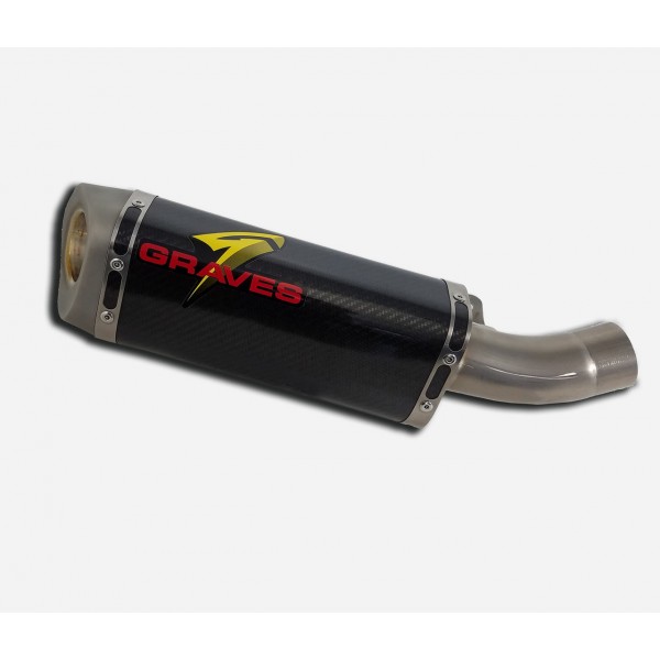 Graves Motorsports Cat-Back Slip-On Carbon Exhaust For Kawasaki Ninja ZX-6R Part # EXK-19ZX6-CBTC