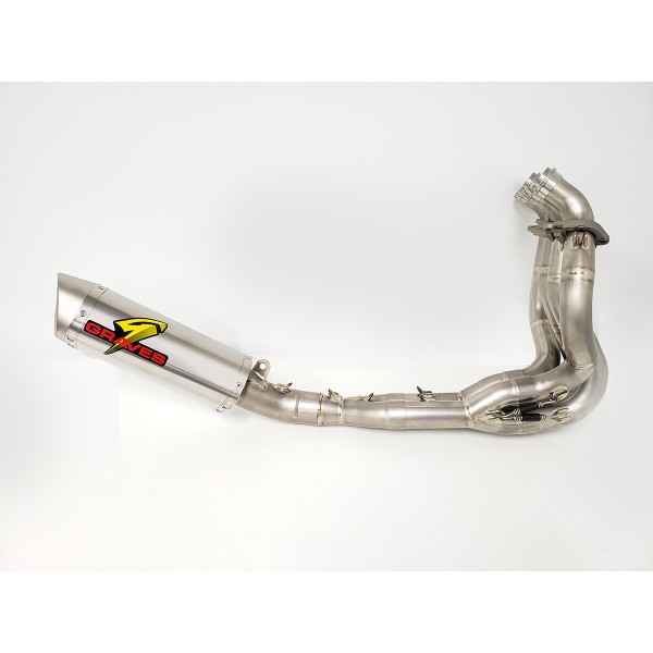 Graves Motorsports Full Link Titanium / Titanium Works Exhaust For Kawasaki Ninja ZX-6R 2019-2024 Part # EXK-19ZX6-FTTW