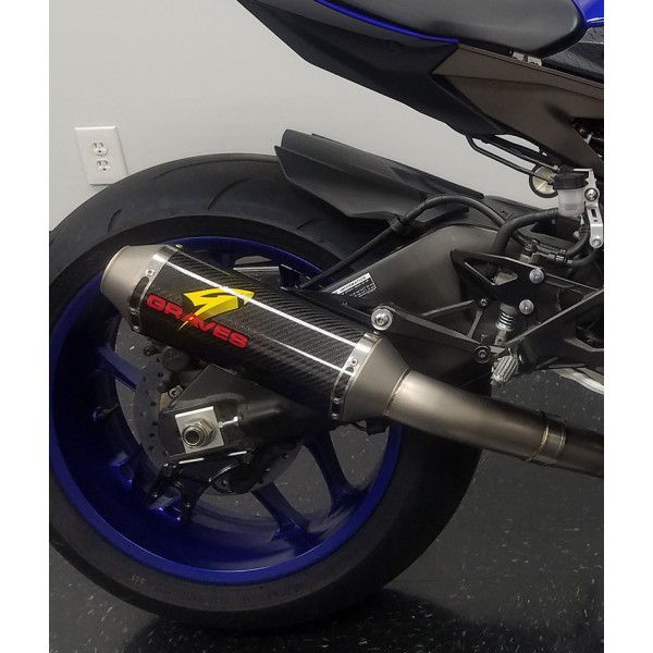 Graves Motorsports Full Titanium Exhaust System with Carbon 265mm Silencer For Yamaha YZF-R1 Part # EXY-17R1-FTC26