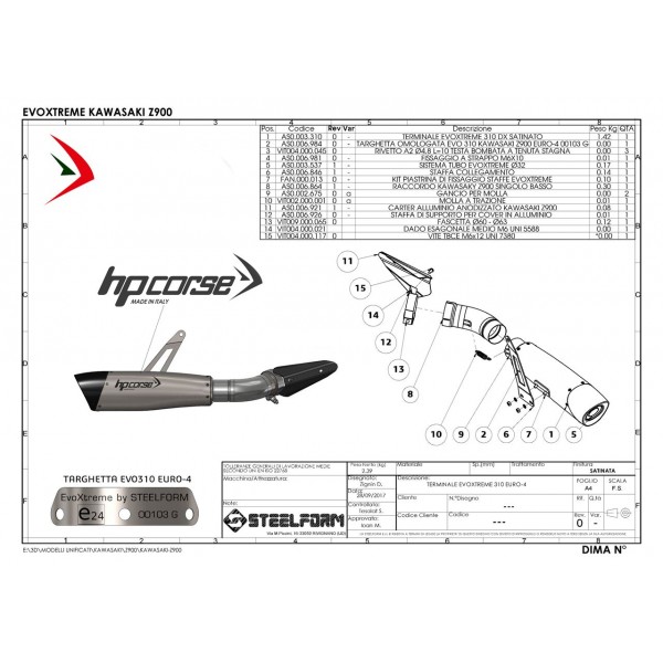 HP Corse Evoxtreme 310 Satin For Kawasaki Z900 2017-2019 Part # KAEVO3119S-AB