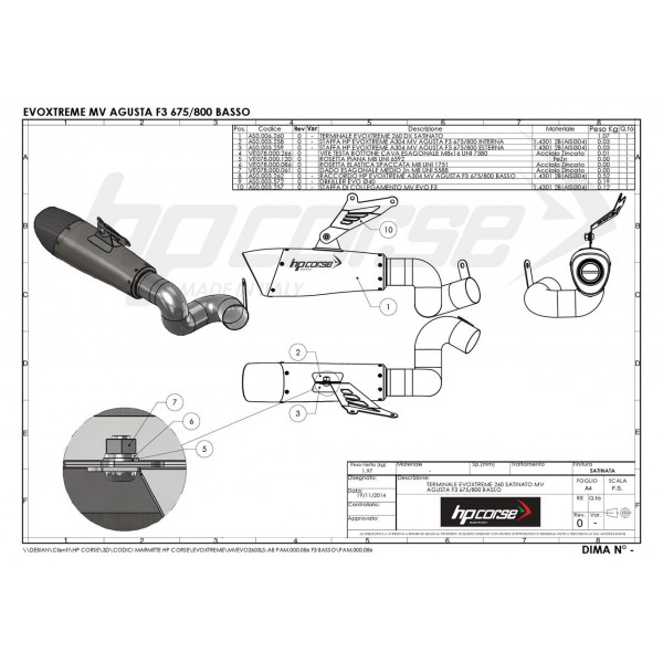 HP Corse Evoxtreme 310 Satin For MV Agusta F3 800 Part # MVEVO3103LS-AB