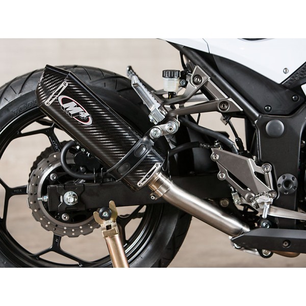 M4 Slip On Carbon Exhaust For Kawasaki Ninja 300 2013-2017 Part # KA3014