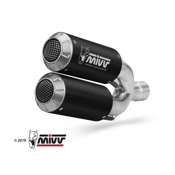 MIVV MK3 BLACK STAINLESS STEEL 2 SLIP-ON EXHAUST FOR DUCATI MONSTER 1200 2014-2016 PART # D.040.SM3B