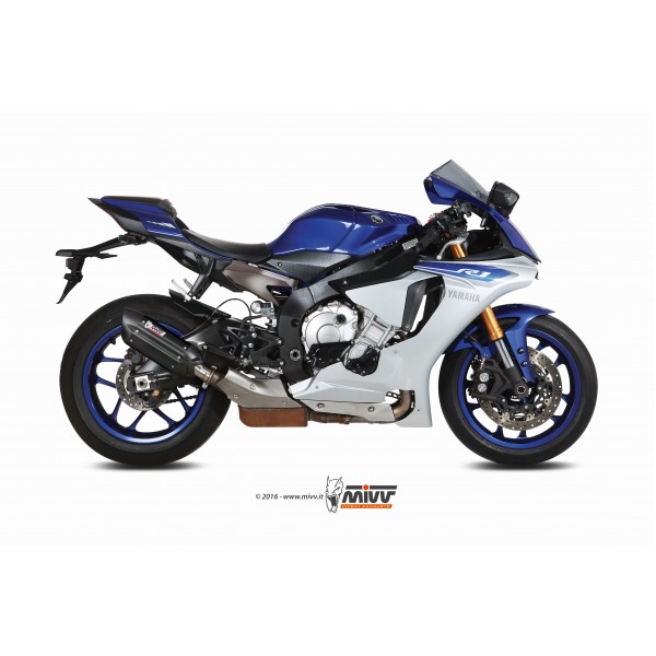 MIVV SUONO BLACK STAINLESS STEEL SLIP-ON EXHAUST FOR YAMAHA YZF-R1 2015 PART # Y.050.L9
