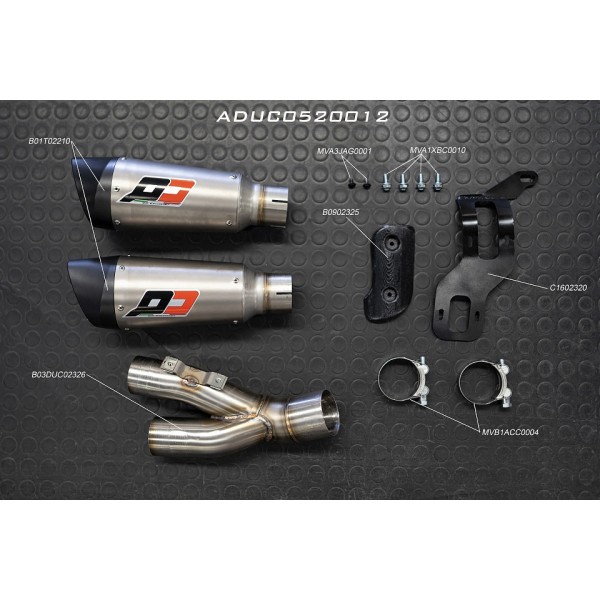 QD Exhaust Twin Titanium Gunshot Muffler Set For Ducati Monster 821 Part # ADUC0520012