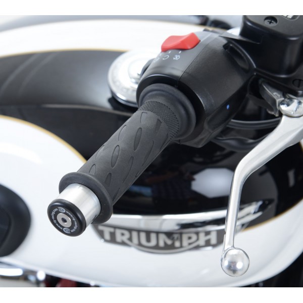 R&G Racing Black Bar End Sliders For Triumph Bonneville T120 2016-2018 Part # BE0105BK