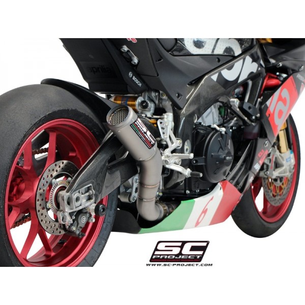 SC-PROJECT CR-T SILENCER FULL TITANIUM WITH TITANIUM MESH ON EXIT PIPE EXHAUST FOR APRILIA RSV4 RR / RF PART # A15-36TR