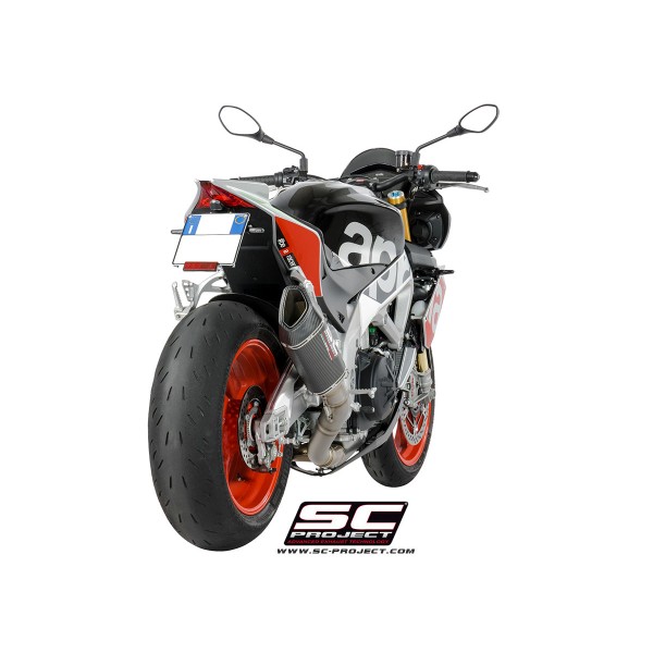 SC-PROJECT SC1-R MUFFLER CARBON FIBER WITH CARBON END CAP SLIP-ON EXHAUST FOR APRILIA TUONO V4 / RSV4 PART # A16-T90C