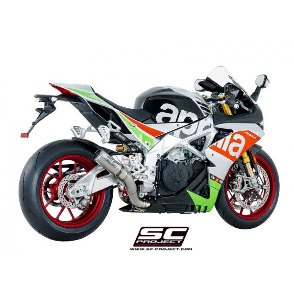 SC-PROJECT CR-T SILENCER FULL TITANIUM WITH TITANIUM MESH ON THE EXIT PIPE EXHAUST FOR APRILIA RSV4 / TUONO V4 PART # A16-36TR