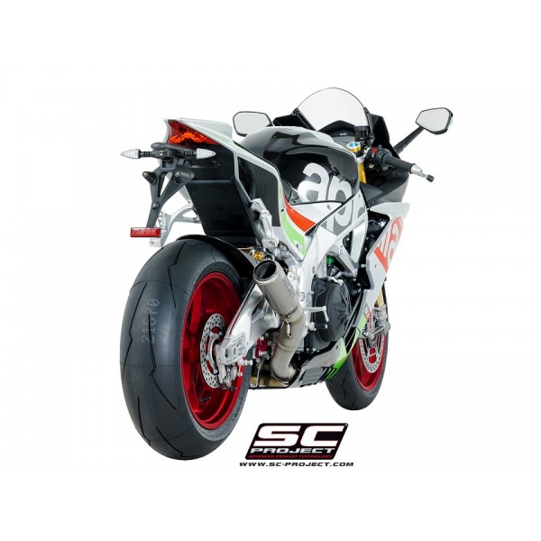 SC-PROJECT CR-T SILENCER FULL TITANIUM WITH TITANIUM MESH ON THE EXIT PIPE EXHAUST FOR APRILIA RSV4 / TUONO V4 PART # A16-36TR