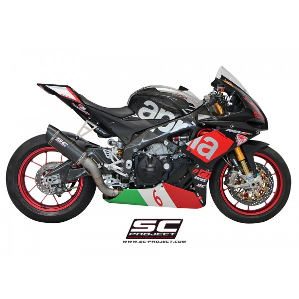 SC-PROJECT OVAL RACING SILENCER MATT CARBON FIBER WITH CARBON END CAP EXHAUST FOR APRILIA RSV4 RR / RF PART # A15-40FTC
