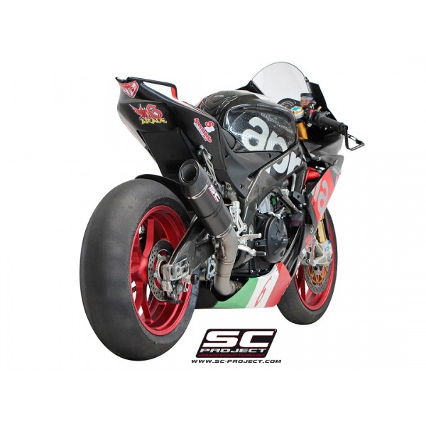 SC-PROJECT OVAL RACING SILENCER MATT CARBON FIBER WITH CARBON END CAP EXHAUST FOR APRILIA RSV4 RR / RF PART # A15-40FTC
