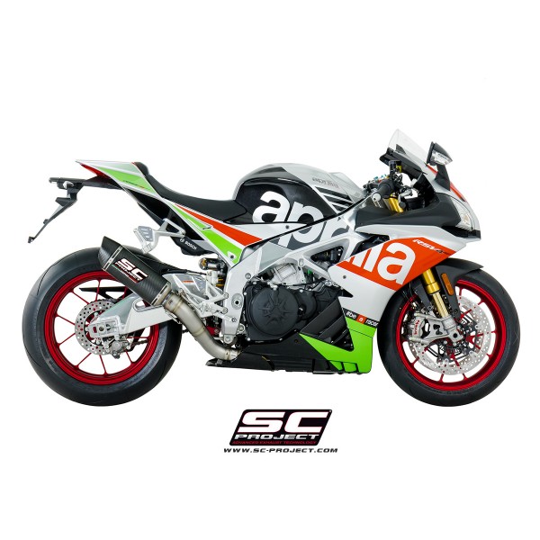 SC-PROJECT OVAL RACING SILENCER CARBON FIBER SLIP-ON EXHAUST FOR APRILIA RSV4 / TUONO V4 PART # A16-40FTC
