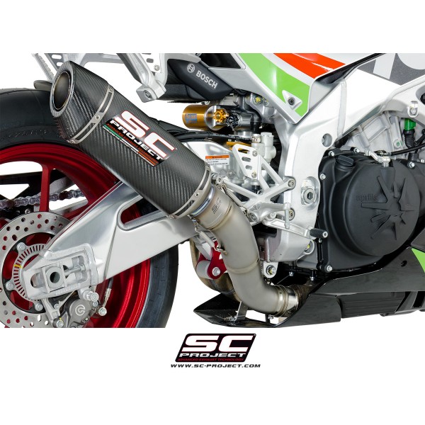 SC-PROJECT OVAL RACING SILENCER CARBON FIBER SLIP-ON EXHAUST FOR APRILIA RSV4 / TUONO V4 PART # A16-40FTC