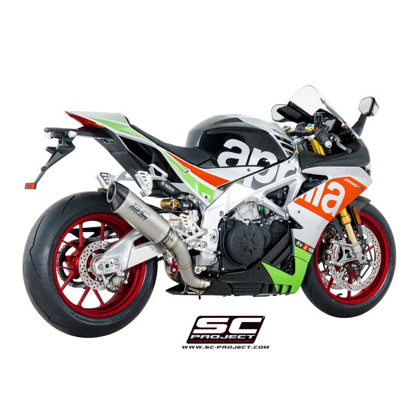 SC-PROJECT OVAL RACING SILENCER TITANIUM WITH CARBON END CAP EXHAUST FOR APRILIA RSV4 / TUONO V4 PART # A16-40FTT