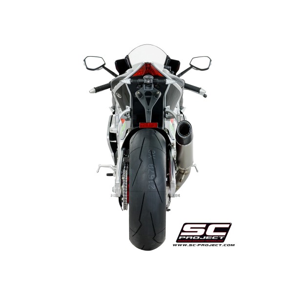 SC-PROJECT OVAL RACING SILENCER TITANIUM WITH CARBON END CAP EXHAUST FOR APRILIA RSV4 / TUONO V4 PART # A16-40FTT