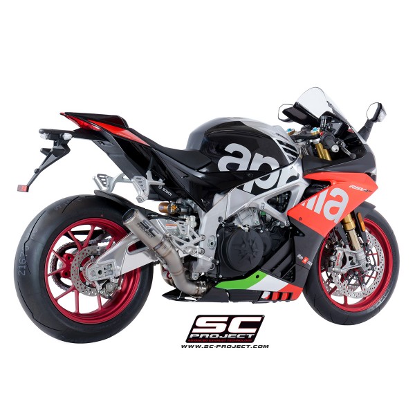 SC-PROJECT CR-T MUFFLER FULL TITANIUM WITH TITANIUM MESH ON EXIT PIPE FOR APRILIA RSV4 RF / RR 2018-2020 PART # A18-HT36TR