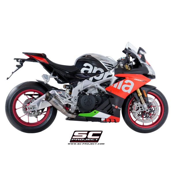 SC-PROJECT S1 MUFFLER LOW POSITION TITANIUM WITH CARBON CAP FOR APRILIA RSV4 RF/ RR 2018-2020 PART # A18-LT41T