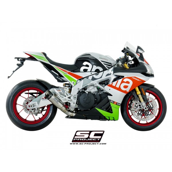 SC-PROJECT S1 SILENCER LOW POSITION TITANIUM WITH CARBON END CAP SLIP-ON EXHAUST FOR APRILIA RSV4 / TUONO V4 PART # A16A-LT41T