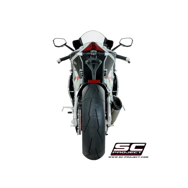 SC-PROJECT S1 SILENCER LOW POSITION TITANIUM WITH CARBON END CAP SLIP-ON EXHAUST FOR APRILIA RSV4 / TUONO V4 PART # A16A-LT41T