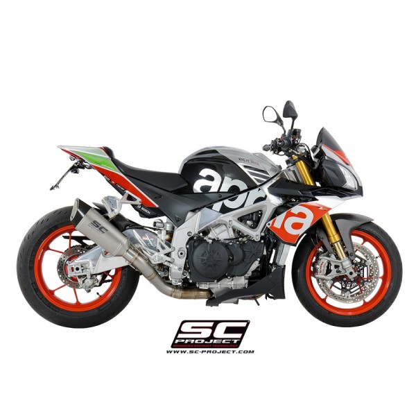 SC-PROJECT SC1-R MUFFLER TITANIUM WITH CARBON END CAP SLIP-ON EXHAUST FOR APRILIA TUONO V4 / RSV4 PART # A16-T90T