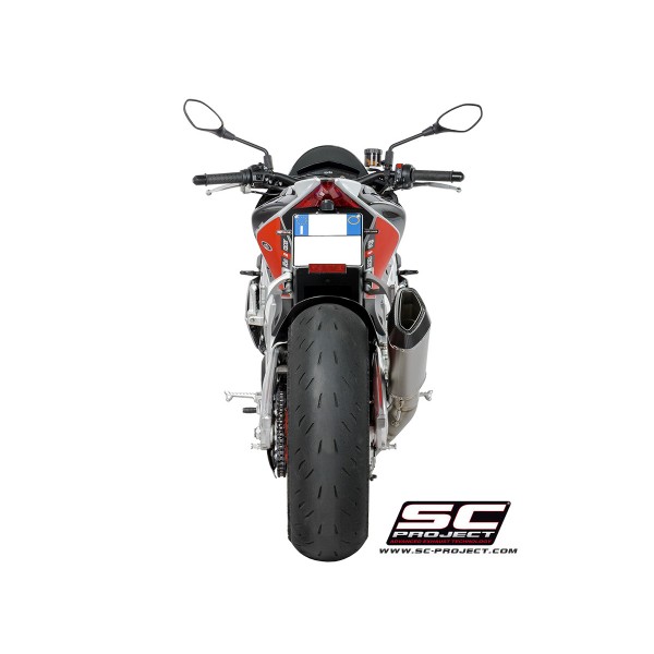 SC-PROJECT SC1-R MUFFLER TITANIUM WITH CARBON END CAP SLIP-ON EXHAUST FOR APRILIA TUONO V4 / RSV4 PART # A16-T90T
