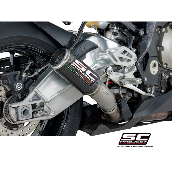 SC-PROJECT CR-T SILENCER CARBON FIBER WITH TITANIUM MESH ON THE EXIT PIPE EXHAUST FOR BMW S 1000 RR PART # B20-T36CR