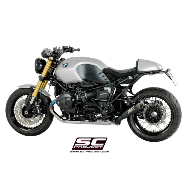 SC-PROJECT S1 MUFFLER TITANIUM MATT BLACK WITH CARBON FIBER END CAP FOR BMW R NINET 2014-2016 PART # B18-T41MB