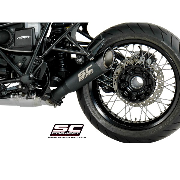 SC-PROJECT S1 MUFFLER TITANIUM MATT BLACK WITH CARBON FIBER END CAP FOR BMW R NINET 2014-2016 PART # B18-T41MB