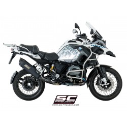 SC-Project Adventure Muffler Titanium Matt Black Painted With Carbon Fiber End Cap Exhaust For BMW R 1250 GS / Adventure 2020-2022 Part # B30-86MB
