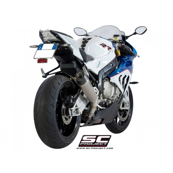 SC-PROJECT CONIC SILENCER TITANIUM WITH CARBON FIBER END CAP EXHAUST FOR BMW S 1000 RR 2015-2016 PART # B20-34T
