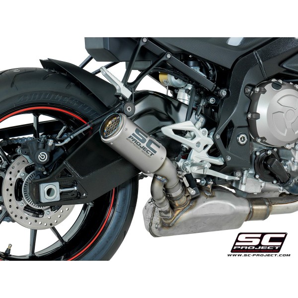 SC-PROJECT CR-T MUFFLER FULL TITANIUM WITH TITANIUM MESH ON THE EXIT PIPE EXHAUST FOR BMW S 1000 R PART # B27-T36TR