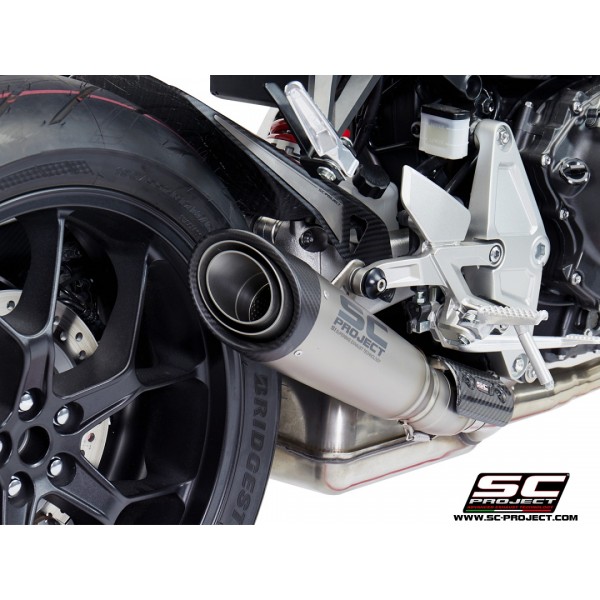 SC-PROJECT S1 MUFFLER TITANIUM WITH CARBON FIBER END CAP FOR HONDA CB1000R NEO SPORT CAFE PART # H27-T41T