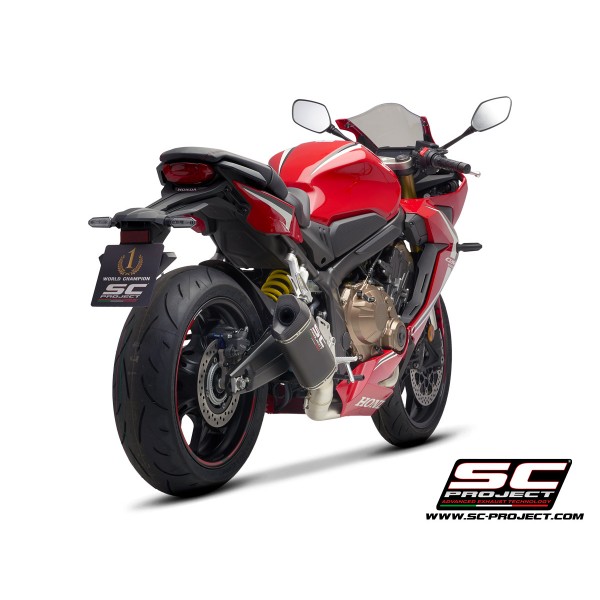 SC-PROJECT FULL EXHAUST SYSTEM 4-1 WITH SC1-M MUFFLER CARBON FIBER WITH CARBON FIBER END CAP FOR HONDA CBR650R 2019-2020 PART # H31-C115C