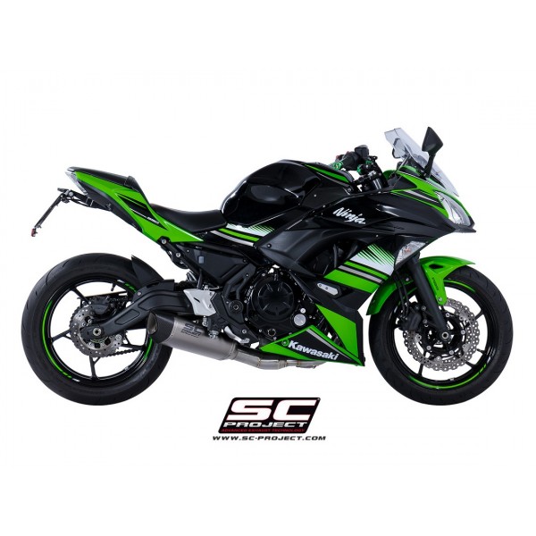 SC-PROJECT SC1-R GT MUFFLER FULL EXHAUST SYSTEM 2-1 TITANIUM WITH CARBON FIBER END CAP FOR KAWASAKI NINJA 650 PART # K26B-C103T