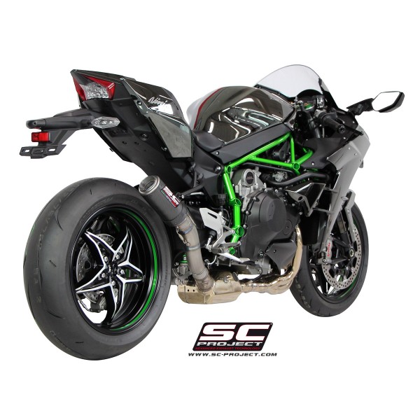 SC-PROJECT CR-T SILENCER CARBON FIBER WITH TITANIUM END CAP FOR KAWASAKI NINJA H2 2015-2020 PART # K21-38C