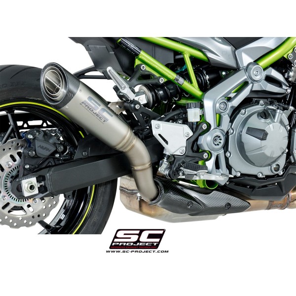 SC-PROJECT S1 MUFFLER TITANIUM WITH CARBON CAP END CAP FOR KAWASAKI Z900 PART # K25-T41T