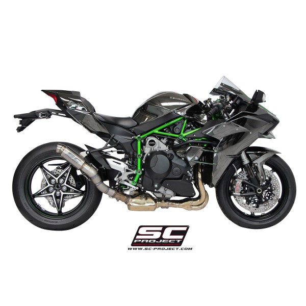 SC-PROJECT GP70-R SILENCER TITANIUM WITH TITANIUM END CAP FOR KAWASAKI NINJA H2 2015-2020 PART # K21-70T