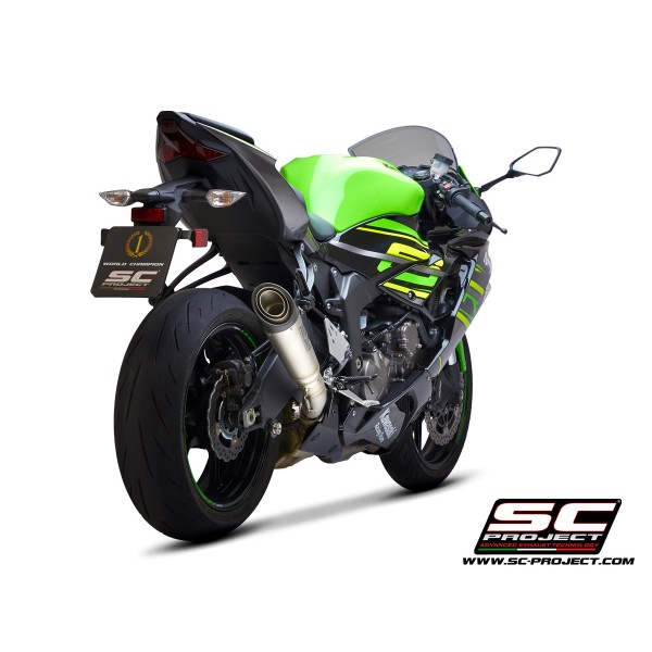 SC-PROJECT S1 MUFFLER TITANIUM WITH CARBON FIBER END CAP FOR KAWASAKI NINJA ZX-6R 2019-2021 PART # K35-T41T