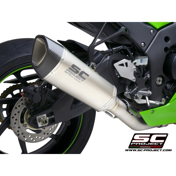 SC-PROJECT SC1-R MUFFLER TITANIUM WITH CARBON FIBER END CAP WITH DE-CAT LINK PIPE FOR KAWASAKI NINJA ZX-10R / 10RR 2021 PART # K38A-DET91T