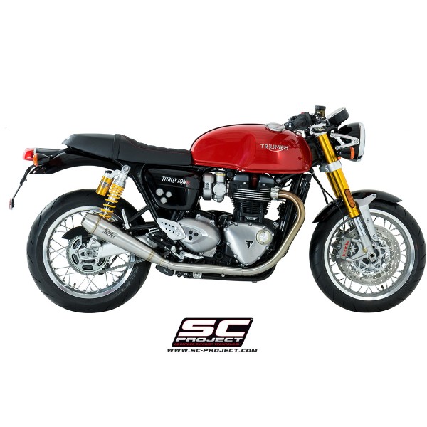 SC-PROJECT PAIR OF CONICAL SILENCERS BRUSHED STAINLESS STEEL FOR TRIUMPH THRUXTON 1200 R PART # T11-D37A