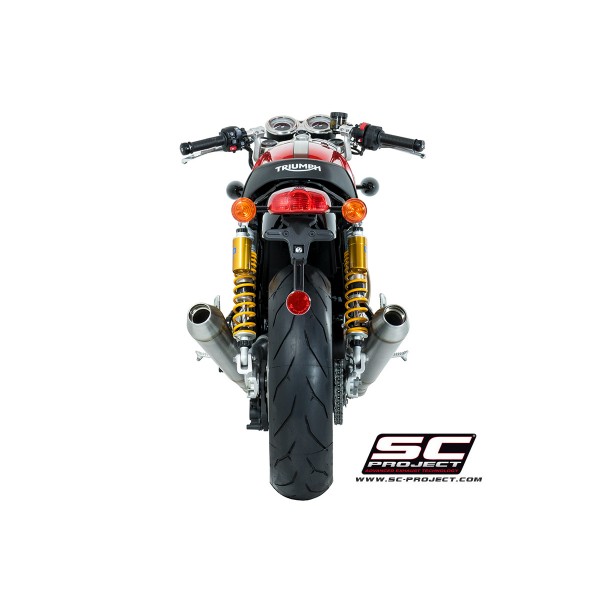 SC-PROJECT PAIR OF CONICAL SILENCERS BRUSHED STAINLESS STEEL FOR TRIUMPH THRUXTON 1200 R PART # T11-D37A