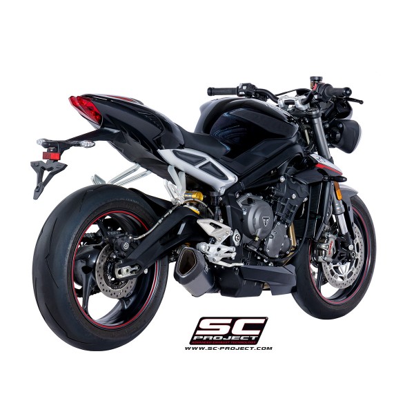 SC-PROJECT SC1-R MUFFLER TITANIUM MATT BLACK PAINTED WITH CARBON FIBER END CAP FOR TRIUMPH STREET TRIPLE 765 S / R / RS PART # T18-93MB
