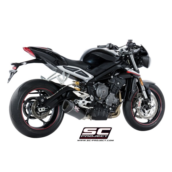 SC-PROJECT SC1-R MUFFLER CARBON FIBER WITH CARBON FIBER END CAP EXHAUST FOR TRIUMPH STREET TRIPLE 765 S / R / RS PART # T18-93C