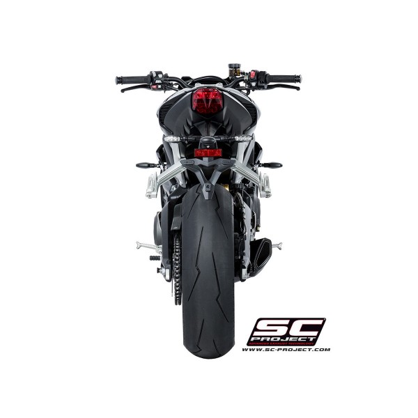 SC-PROJECT SC1-R MUFFLER CARBON FIBER WITH CARBON FIBER END CAP EXHAUST FOR TRIUMPH STREET TRIPLE 765 S / R / RS PART # T18-93C