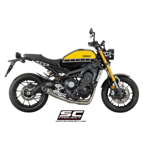 SC-PROJECT FULL EXHAUST SYSTEM 3-1 WITH CONICAL MUFFLER BRUSHED STAINLESS STEEL WITH CARBON FIBER END CAP FOR YAMAHA MT-09 PART # Y19B-C21A