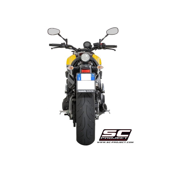 SC-PROJECT FULL EXHAUST SYSTEM 3-1 WITH CONICAL MUFFLER BRUSHED STAINLESS STEEL WITH CARBON FIBER END CAP FOR YAMAHA MT-09 PART # Y19B-C21A